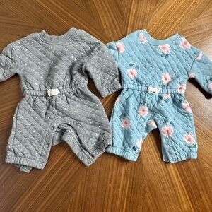 Carter's Gray and Teal Baby Rompers Set